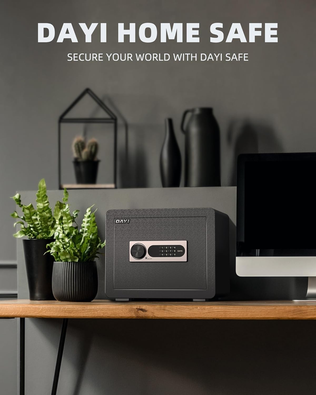 DAYI Safe Box, 2.0 Cubic Feet Home Safe with Fireproof Waterproof Bag, Security Safe Box for Money Cash Valuables, Digital Electronic Keypad, Dual Alarm System, Removable Shelf - D-45
