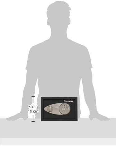 SentrySafe Safe with Digital Keypad Lock, DOJ-Certified Steel Safe with Interior Lining and Bolt Down Kit for Money, Jewelry, Electronics, 0.58 Cubic Feet, 8.7 x 13.8 x 9.7 Inches, X055