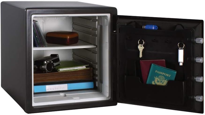 SentrySafe Black Fireproof Safe with Digital Push Button Keypad, Home Safe For Money, Documents, and other Valuables, 1.23 Cubic Feet, SF123ES