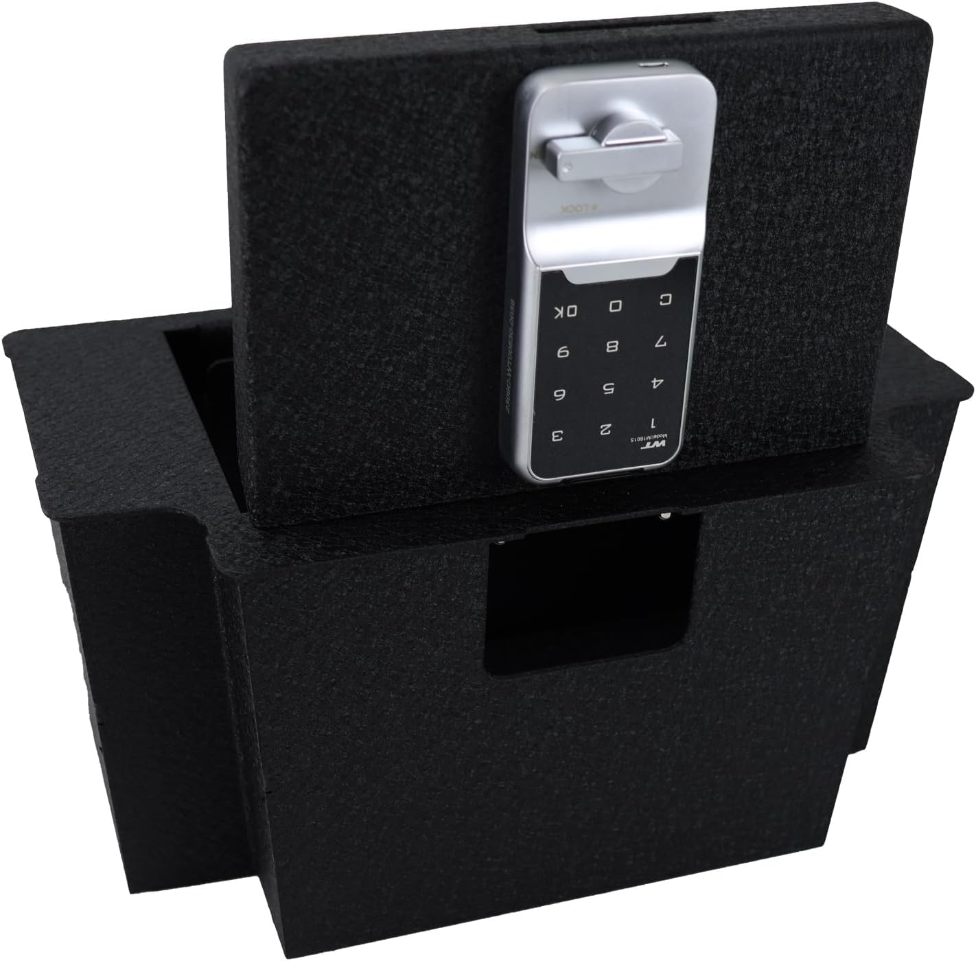 Center Console Safe Gun Safe, WASAI Premium In-vehicle Console Gun Vault Lock box Compatible with 2023-2025 Chevy Silverado 1500/GMC Sierra 1500, Electronic Keypad Lock.