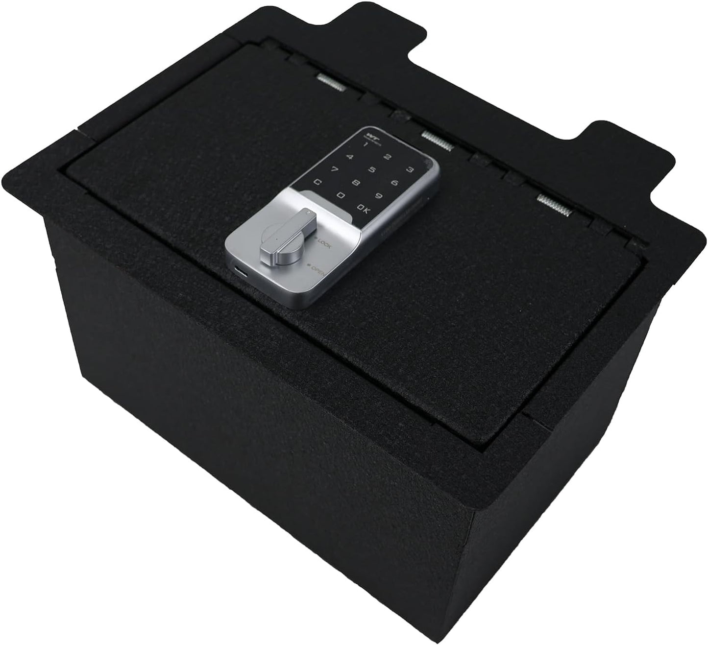 Center Console Safe Gun Safe, WASAI Premium In-vehicle Console Gun Vault Lock box Compatible with 2023-2025 Chevy Silverado 1500/GMC Sierra 1500, Electronic Keypad Lock.