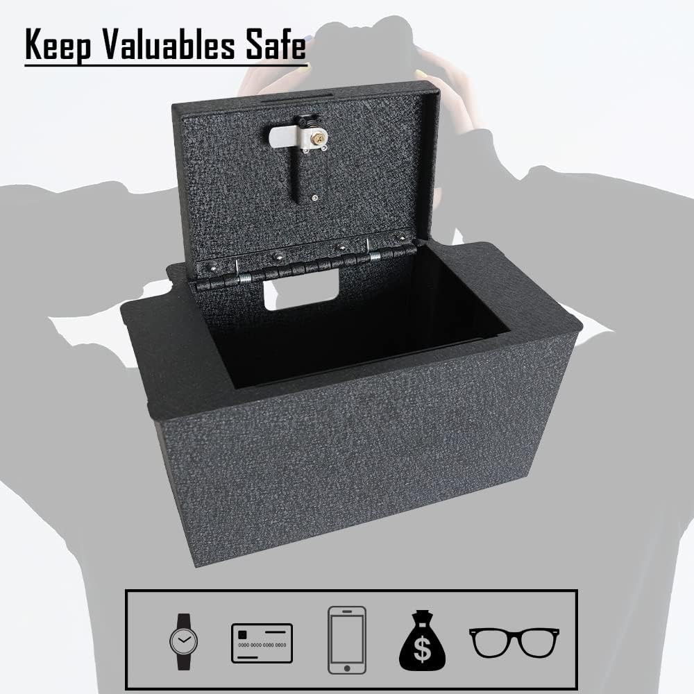 Center Console Safe Gun Safe, WASAI Premium In-vehicle Console Gun Vault Lock box Compatible with 2023-2025 Chevy Silverado 1500/GMC Sierra 1500, Electronic Keypad Lock.