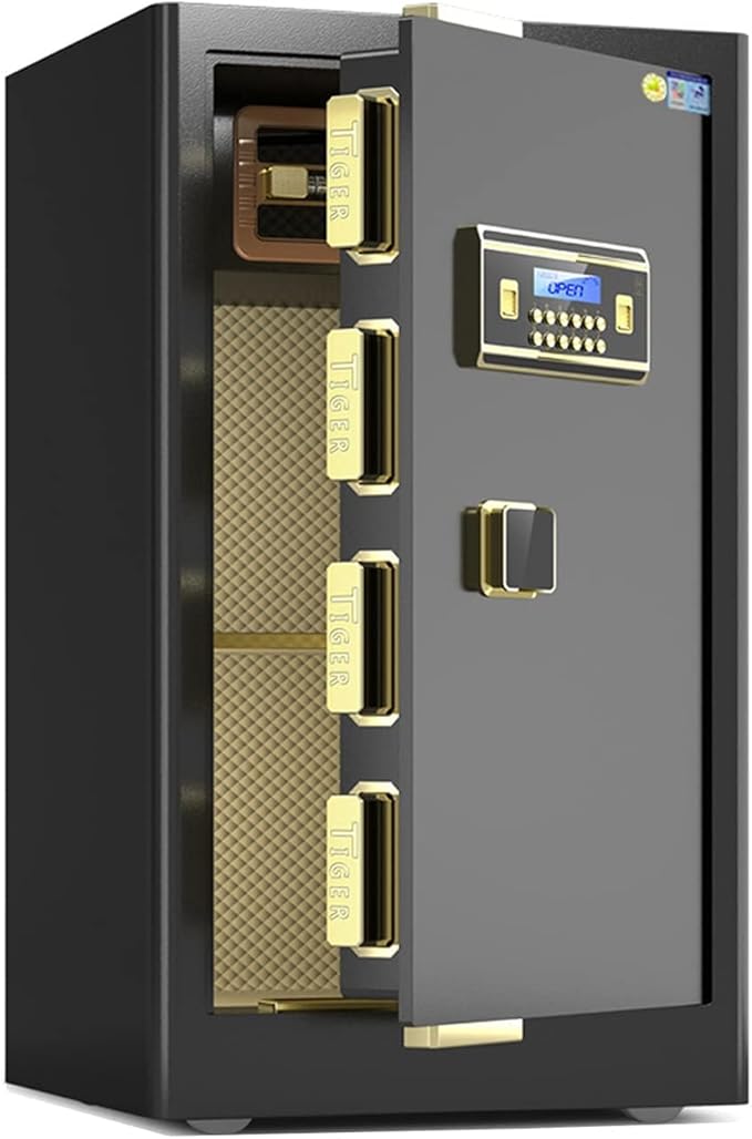 Fireproof Waterproof Safe Safe Box Security Safe Box Digital Cabinet Safe Large 80cm Safe, Cash Drawer, Fireproof and Anti-Theft Electronic Safe with Alarm Device, Fingerprint Password Lock (Blac