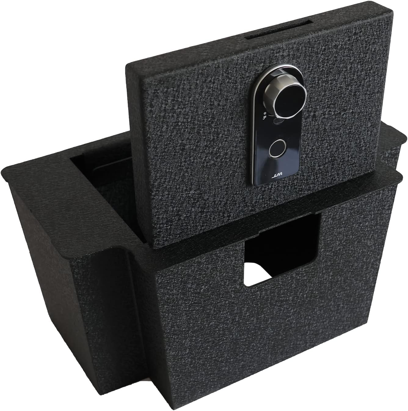 Center Console Safe Gun Safe, WASAI Premium In-vehicle Console Gun Vault Lock box Compatible with 2023-2025 Chevy Silverado 1500/GMC Sierra 1500, Electronic Keypad Lock.