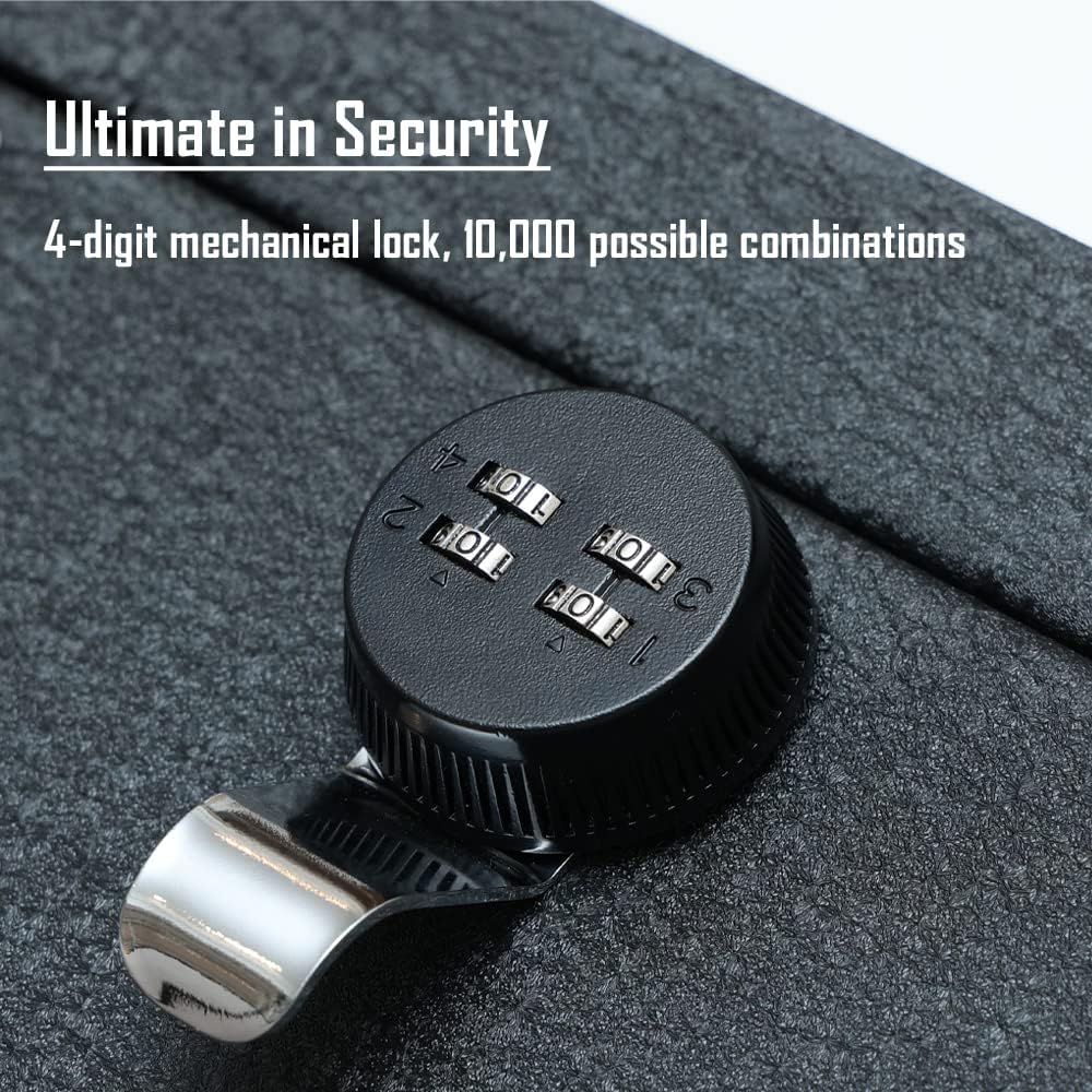 Center Console Safe Gun Safe, WASAI Premium In-vehicle Console Gun Vault Lock box Compatible with 2023-2025 Chevy Silverado 1500/GMC Sierra 1500, Electronic Keypad Lock.