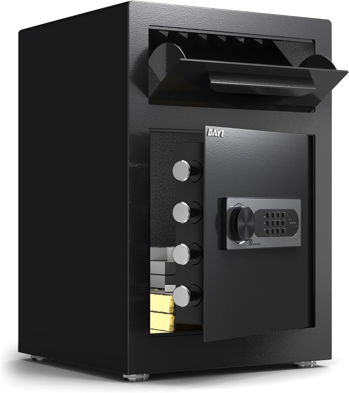 DAYI Biometric Fingerprint Safe Box, 3.0 Cubic Feet Home Safes with Fireproof Bag, Digital Touchpad Security Safe for Money Cash Documents, Dual Alarm System - DF-60 Pro