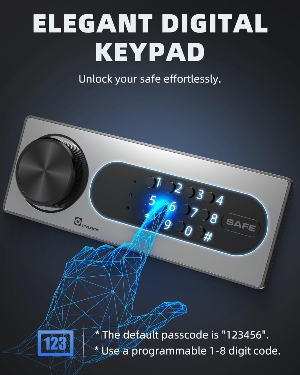 DAYI Safe Box, 2.0 Cubic Feet Home Safe with Fireproof Waterproof Bag, Security Safe Box for Money Cash Valuables, Digital Electronic Keypad, Dual Alarm System, Removable Shelf - D-45