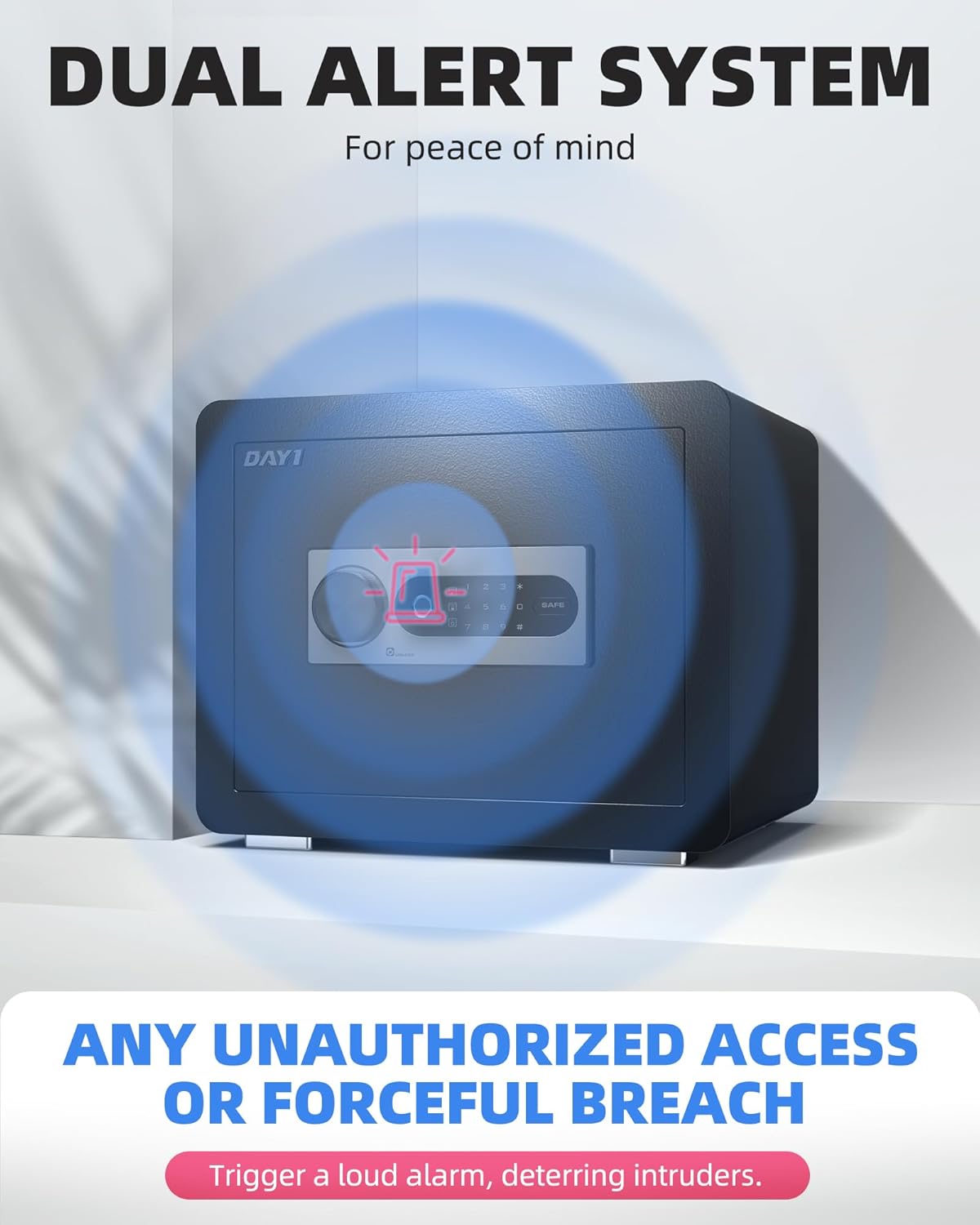 DAYI Biometric Fingerprint Safe Box, 3.0 Cubic Feet Home Safes with Fireproof Bag, Digital Touchpad Security Safe for Money Cash Documents, Dual Alarm System - DF-60 Pro