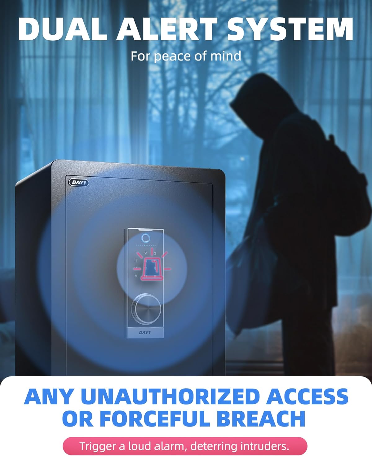 DAYI Biometric Fingerprint Safe Box, 3.0 Cubic Feet Home Safes with Fireproof Bag, Digital Touchpad Security Safe for Money Cash Documents, Dual Alarm System - DF-60 Pro