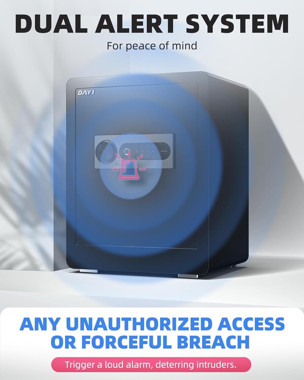 DAYI Biometric Fingerprint Safe Box, 3.0 Cubic Feet Home Safes with Fireproof Bag, Digital Touchpad Security Safe for Money Cash Documents, Dual Alarm System - DF-60 Pro