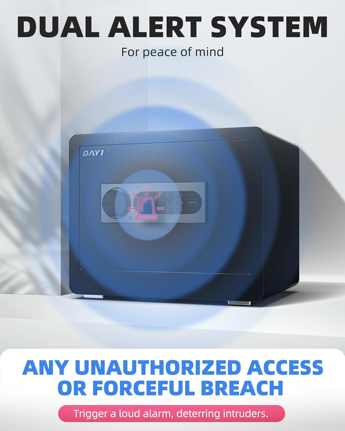 DAYI Safe Box, 2.0 Cubic Feet Home Safe with Fireproof Waterproof Bag, Security Safe Box for Money Cash Valuables, Digital Electronic Keypad, Dual Alarm System, Removable Shelf - D-45