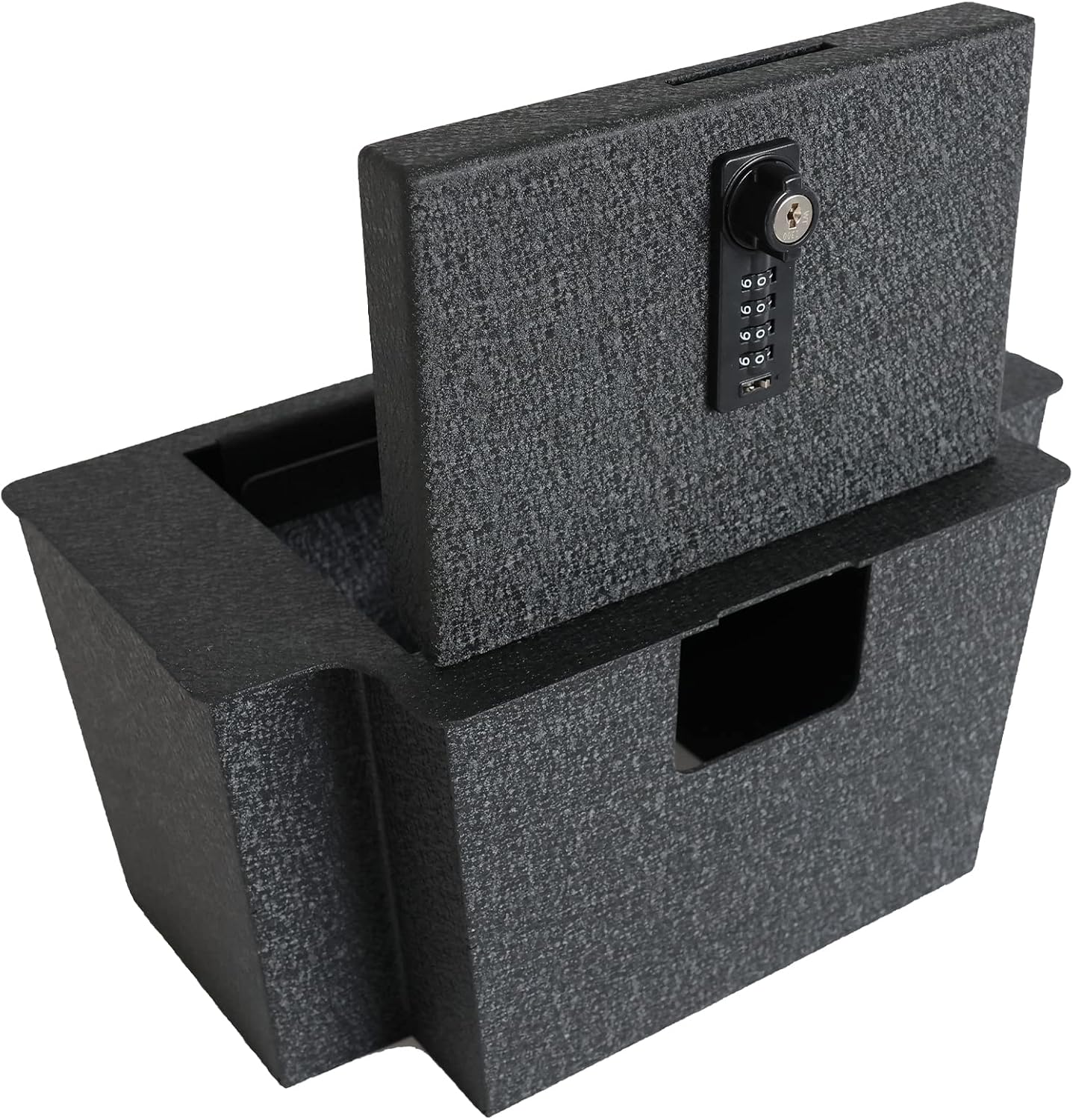 Center Console Safe Gun Safe, WASAI Premium In-vehicle Console Gun Vault Lock box Compatible with 2023-2025 Chevy Silverado 1500/GMC Sierra 1500, Electronic Keypad Lock.