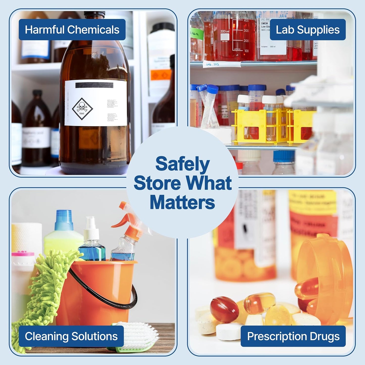 Grafco Locking Medicine Cabinet - Safe Narcotic, Drug & Medical Storage - Steel Double Doors & Locks